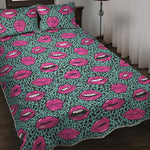 Purple Lips Pattern Print Quilt Bed Set