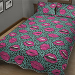 Purple Lips Pattern Print Quilt Bed Set