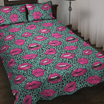 Purple Lips Pattern Print Quilt Bed Set