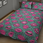Purple Lips Pattern Print Quilt Bed Set