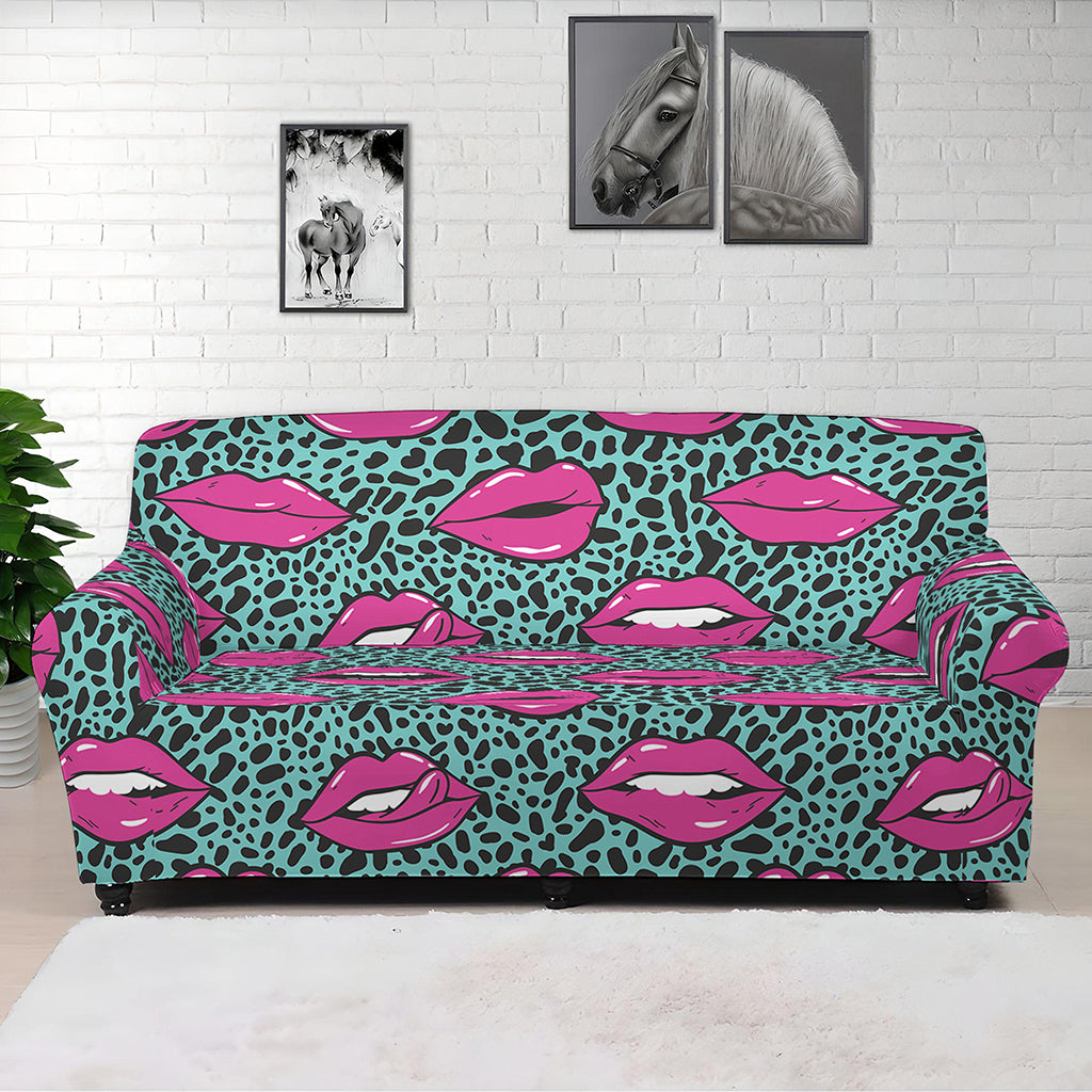 Purple Lips Pattern Print Sofa Cover