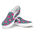 Purple Lips Pattern Print White Slip On Sneakers