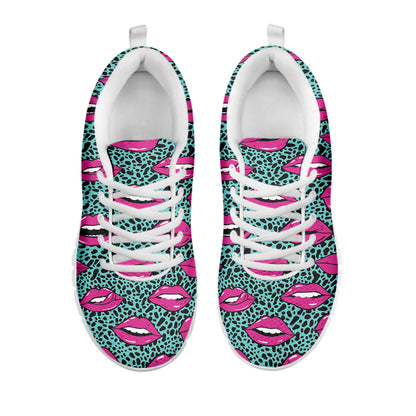 Purple Lips Pattern Print White Sneakers