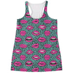 Purple Lips Pattern Print Women's Racerback Tank Top