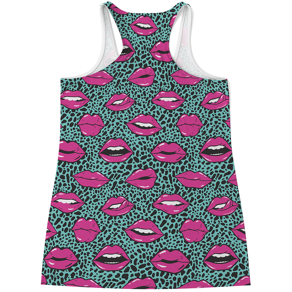 Purple Lips Pattern Print Women's Racerback Tank Top