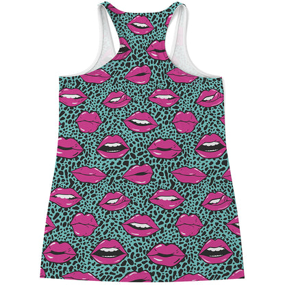 Purple Lips Pattern Print Women's Racerback Tank Top