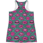 Purple Lips Pattern Print Women's Racerback Tank Top