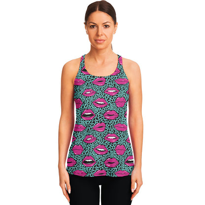 Purple Lips Pattern Print Women's Racerback Tank Top