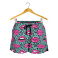 Purple Lips Pattern Print Women's Shorts