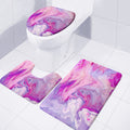 Purple Liquid Marble Print 3 Piece Bath Mat Set
