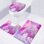 Purple Liquid Marble Print 3 Piece Bath Mat Set