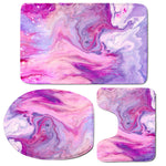 Purple Liquid Marble Print 3 Piece Bath Mat Set