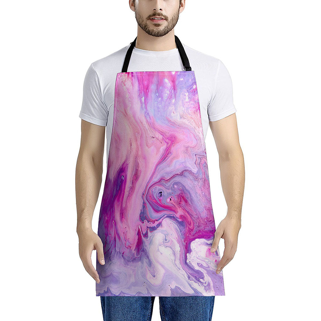 Purple Liquid Marble Print Apron