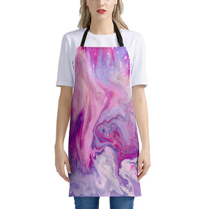 Purple Liquid Marble Print Apron