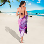 Purple Liquid Marble Print Beach Sarong Wrap