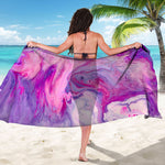 Purple Liquid Marble Print Beach Sarong Wrap