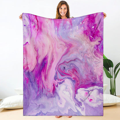 Purple Liquid Marble Print Blanket