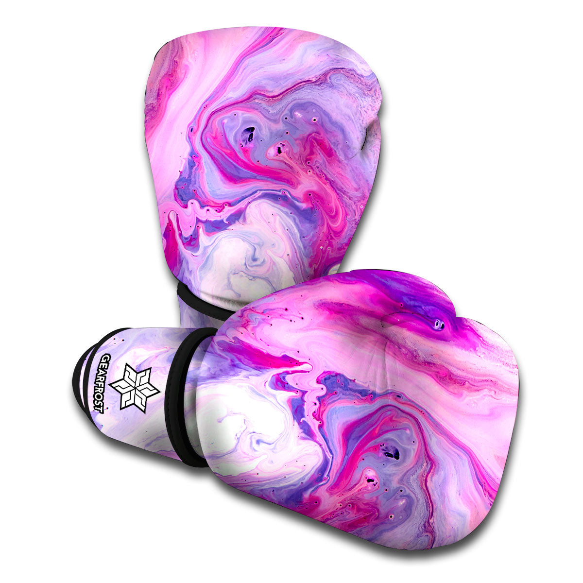 Purple Liquid Marble Print Boxing Gloves