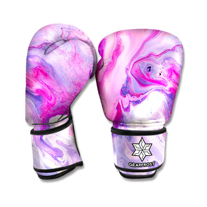 Purple Liquid Marble Print Boxing Gloves