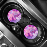 Purple Liquid Marble Print Car Coasters