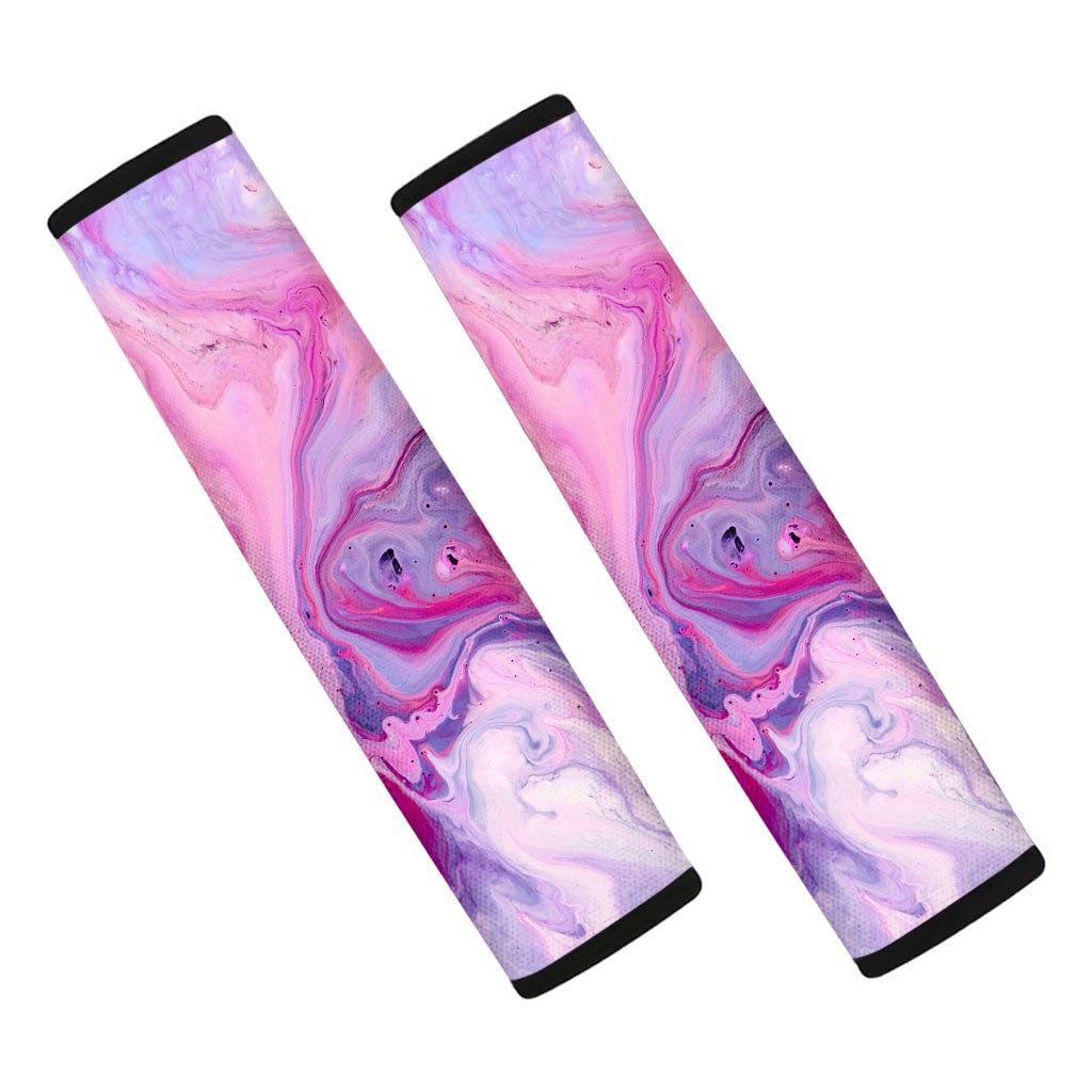 Purple Liquid Marble Print Car Seat Belt Covers