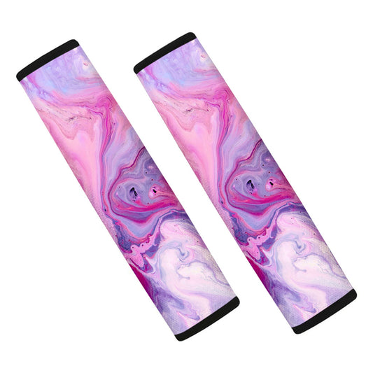 Purple Liquid Marble Print Car Seat Belt Covers