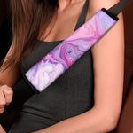 Purple Liquid Marble Print Car Seat Belt Covers