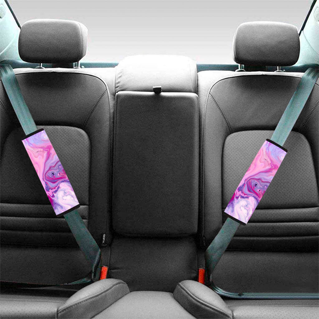 Purple Liquid Marble Print Car Seat Belt Covers