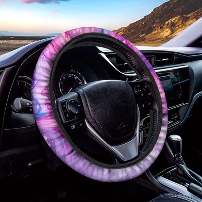 Purple Liquid Marble Print Car Steering Wheel Cover