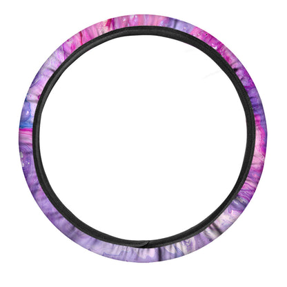 Purple Liquid Marble Print Car Steering Wheel Cover