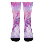 Purple Liquid Marble Print Crew Socks