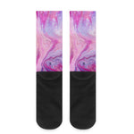 Purple Liquid Marble Print Crew Socks