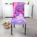 Purple Liquid Marble Print Dining Chair Slipcover