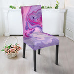 Purple Liquid Marble Print Dining Chair Slipcover