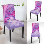Purple Liquid Marble Print Dining Chair Slipcover