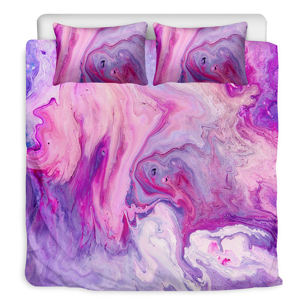 Purple Liquid Marble Print Duvet Cover Bedding Set