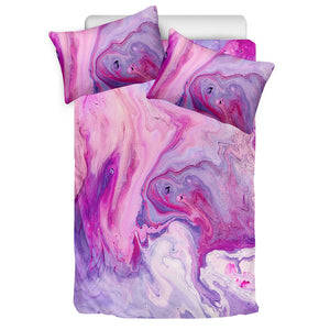 Purple Liquid Marble Print Duvet Cover Bedding Set