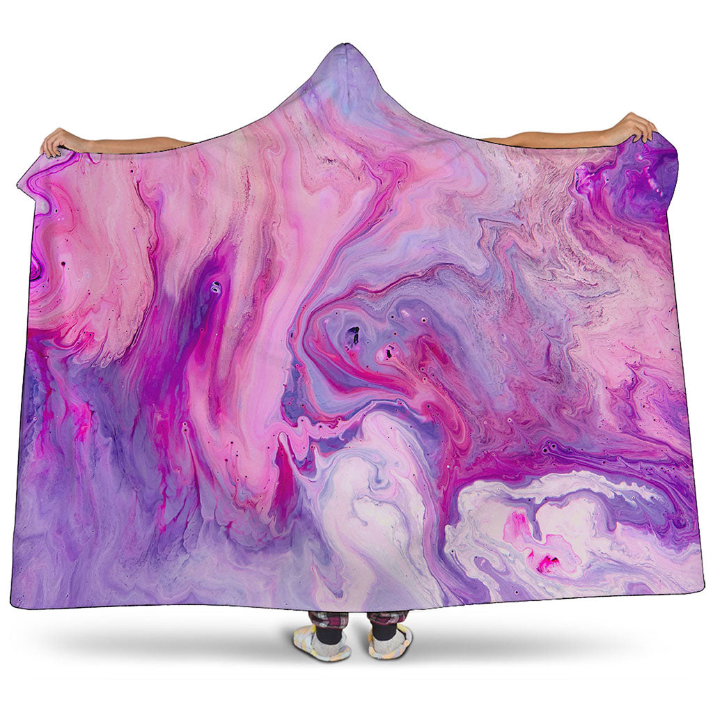 Purple Liquid Marble Print Hooded Blanket