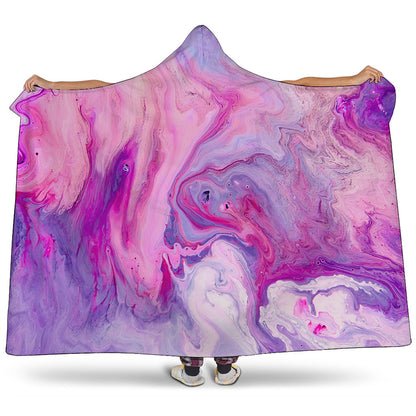 Purple Liquid Marble Print Hooded Blanket