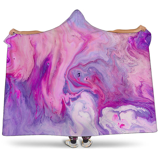 Purple Liquid Marble Print Hooded Blanket