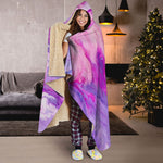Purple Liquid Marble Print Hooded Blanket
