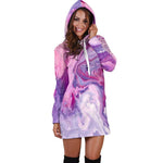 Purple Liquid Marble Print Hoodie Dress GearFrost