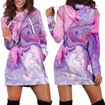Purple Liquid Marble Print Hoodie Dress GearFrost