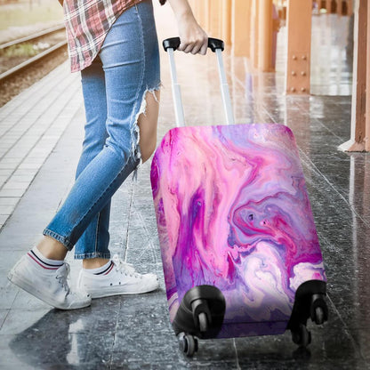 Purple Liquid Marble Print Luggage Cover GearFrost