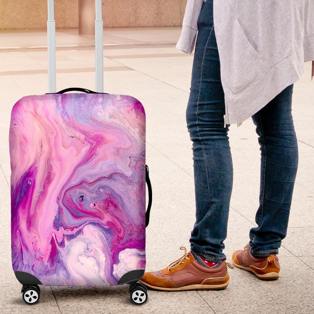 Purple Liquid Marble Print Luggage Cover GearFrost