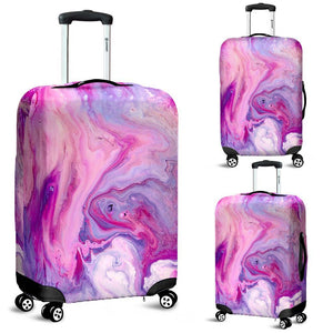 Purple Liquid Marble Print Luggage Cover GearFrost