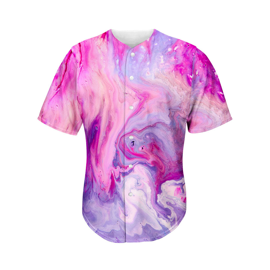 Purple Liquid Marble Print Men's Baseball Jersey