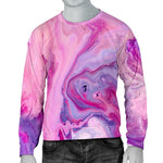 Purple Liquid Marble Print Men's Crewneck Sweatshirt GearFrost