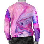 Purple Liquid Marble Print Men's Crewneck Sweatshirt GearFrost