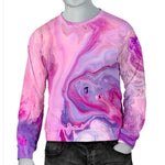 Purple Liquid Marble Print Men's Crewneck Sweatshirt GearFrost
